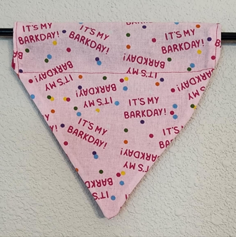 SMALL Pink Barkday Dog Bandana